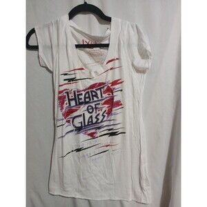 Blondie Lover Women White Heart of Glass Graphic T-Shirt Short Sleeve Y2K Size M